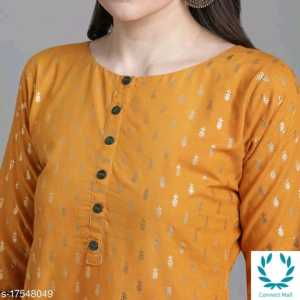 Women Cotton Straight Printed Long Kurti With Palazzos - L